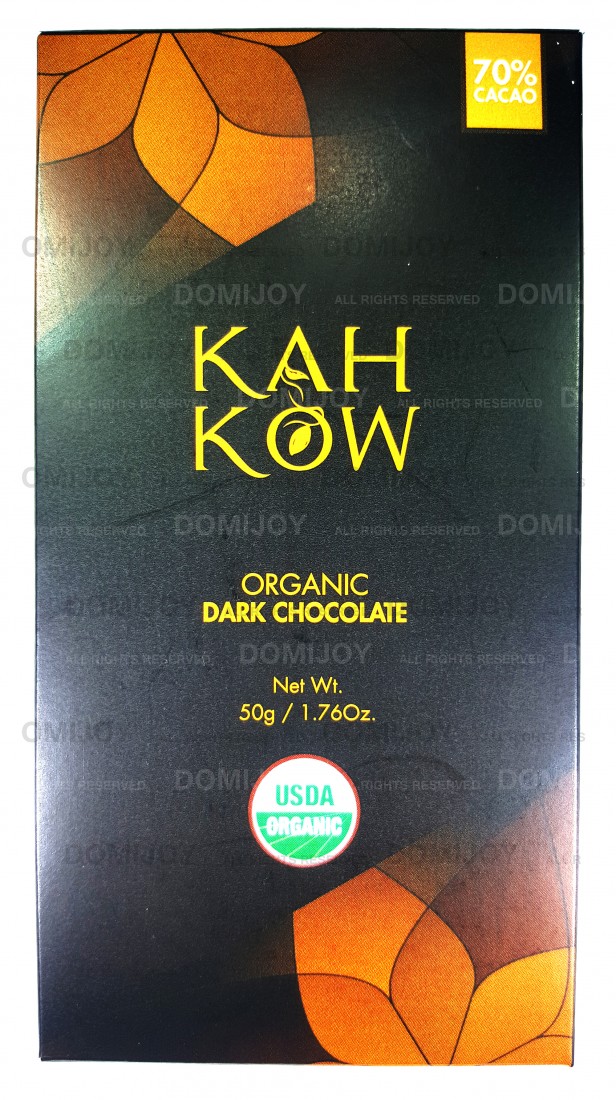 Kah Kow Dominican USDA organic dark chocolate bar with 70% cacao. Rich, smooth, and naturally intense flavor.